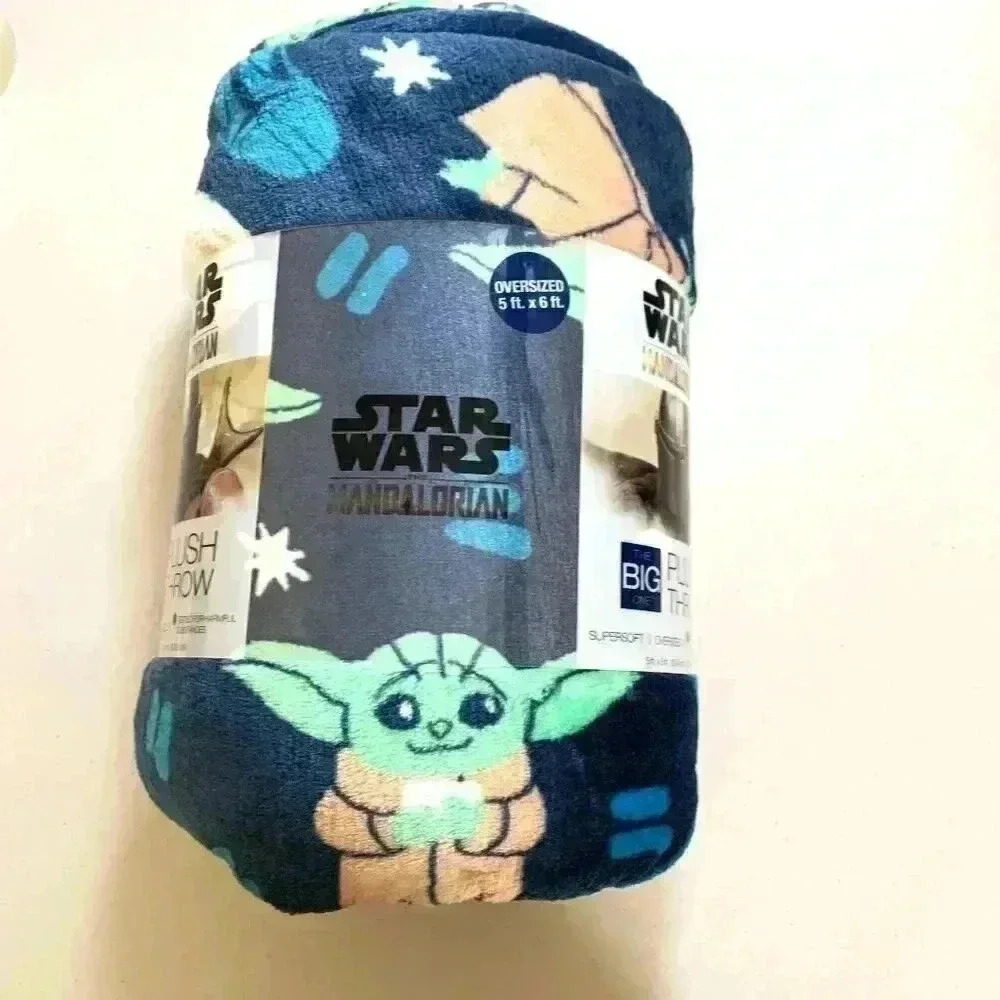 NEW STAR WARS MANDALORIAN PLUSH SOFT THROW BLANKET BABY YODA  5X6 FT
